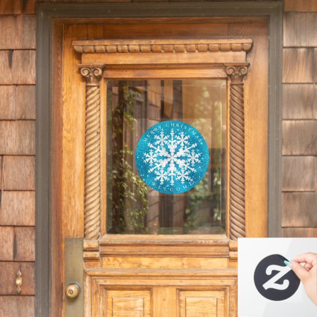 Snow Flakes Blue White Window Cling (Home Door)
