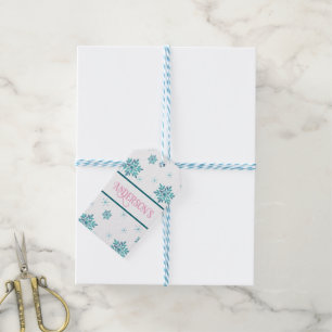 Snow Flakes Custom Family Name Gift Tags
