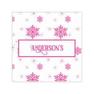Snow Flakes Custom Family Name Self-inking Stamp
