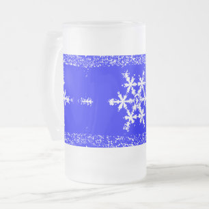 Snow Flakes Frosted 16 oz Frosted Glass Mug