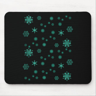Snow Flakes Green Cute Christmas Holiday Season Mouse Pad
