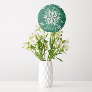 Snow Flakes Green White Balloon