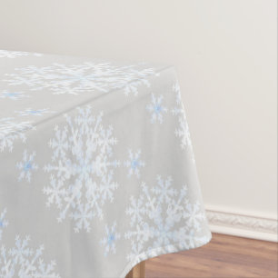 Snow Flakes Grey White Tablecloth