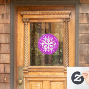 Snow Flakes Magenta White Window Cling
