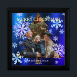 Snow Flakes Merry Christmas Blue Gift Box<br><div class="desc">Romantic,  dreamy and beautiful snow flakes design.</div>