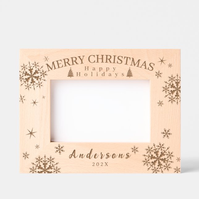 Snow Flakes Merry Christmas Engraved Frames (Front)