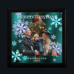 Snow Flakes Merry Christmas Green Gift Box<br><div class="desc">Romantic,  dreamy and beautiful snow flakes design.</div>