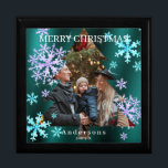 Snow Flakes Merry Christmas Green Gift Box<br><div class="desc">Romantic,  dreamy and beautiful snow flakes design.</div>