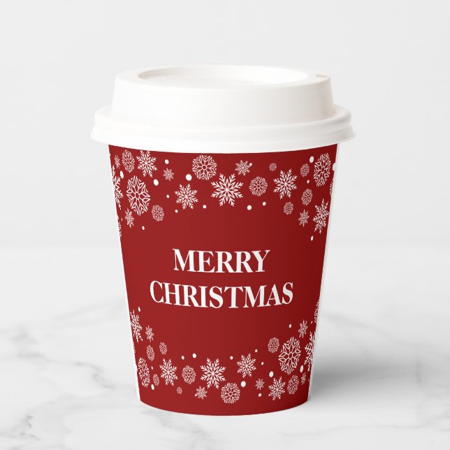 snow flakes Merry Christmas Paper Cups  (Front)