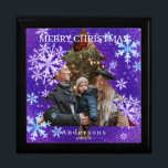 Snow Flakes Merry Christmas Purple Gift Box<br><div class="desc">Romantic,  dreamy and beautiful snow flakes design.</div>
