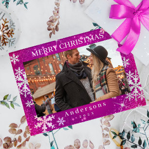 Snow Flakes Merry Christmas Red Magnetic Frame