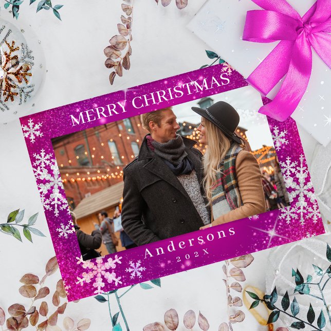 Snow Flakes Merry Christmas Red Magnetic Frame (Snow Flakes Merry Christmas Wine Red Magnetic Picture Frame.)