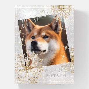 Snow Flakes Pet Photo White Paperweight