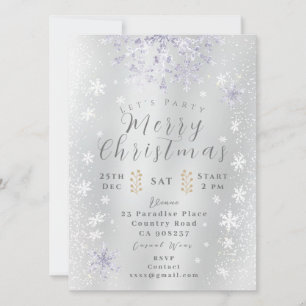Snow Flakes Photo White Invitation Card
