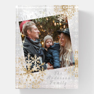 Snow Flakes Photo White Paperweight