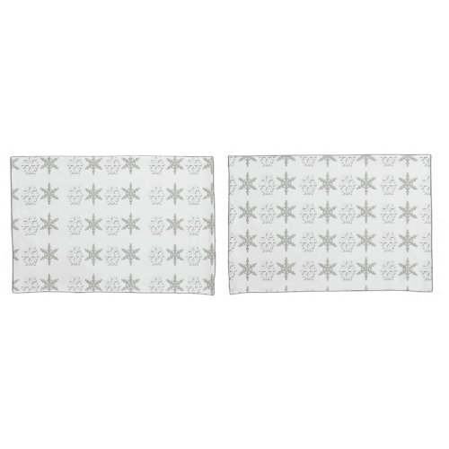 Snow Flakes Pillow Cases One Standard Size Pair