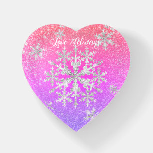 Snow Flakes Pink Purple Paperweight