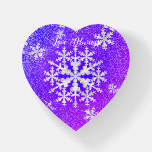 Snow Flakes Purple Blue Paperweight