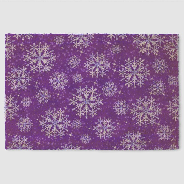 Snow Flakes Purple Fiber Doormat (Front)