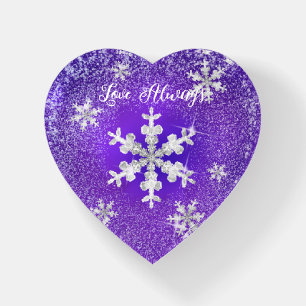 Snow Flakes Purple White Paperweight