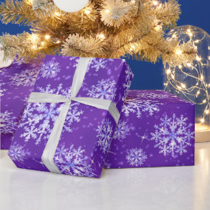 Snow Flakes Purple Wrapping Paper