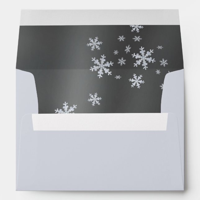 Snow Flakes Silver Invitation Card Envelope (Back (Bottom))