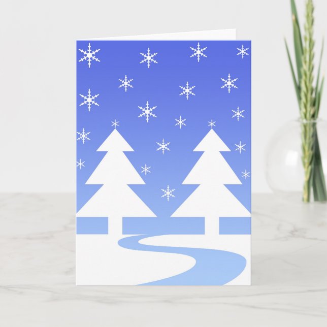 Snow flakes trees holiday card (Front)
