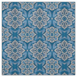 Snow flower, floral pattern, blue &amp; gray snowflake fabric