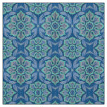 Snow flower, floral pattern blue &amp; mint snowflake fabric