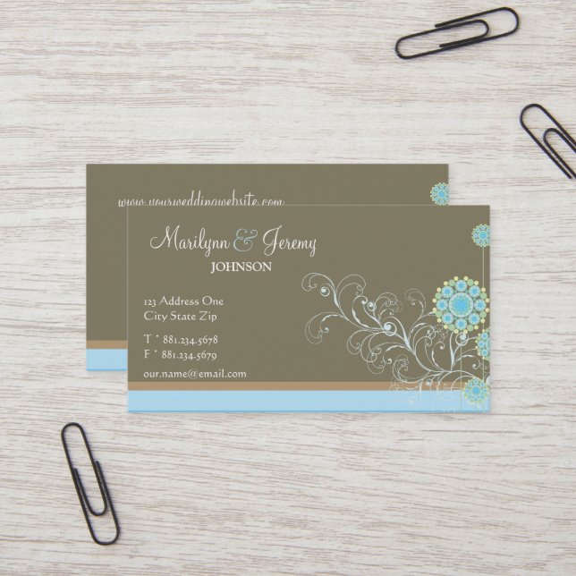 Snow Flower Swirls Blue Custom Profile Card (Front/Back In Situ)