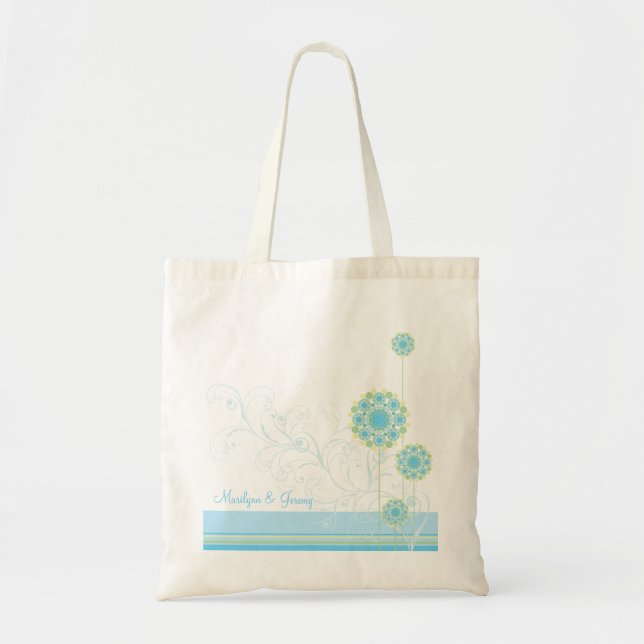 Snow Flower Swirls Blue Wedding Custom Gift Bag (Front)