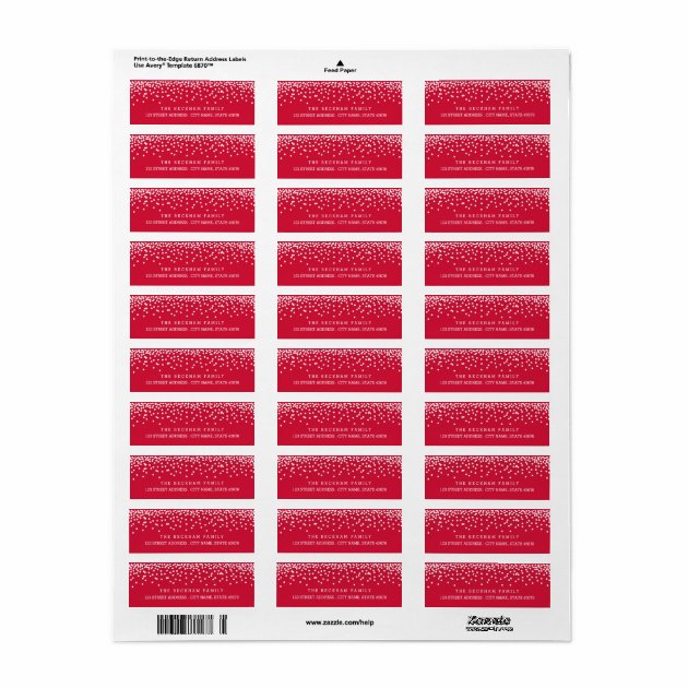 Snow Flurry Holiday Return Adress Labels / Red
