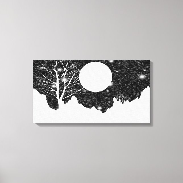 Snow flurry on a moonlit night  Wrapped Canvas Print (Front)