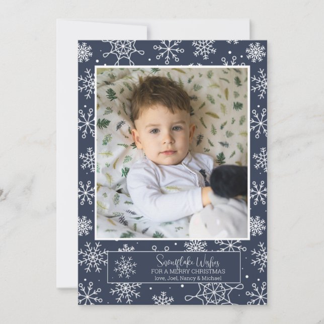 Snow Flurry Photo Holiday Card (Front)