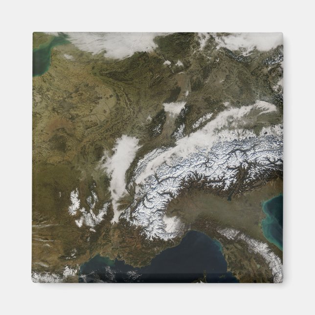 Snow, fog, and low clouds in western Europe Magnet (Front)