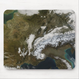 Snow, fog, and low clouds in western Europe Mouse Pad