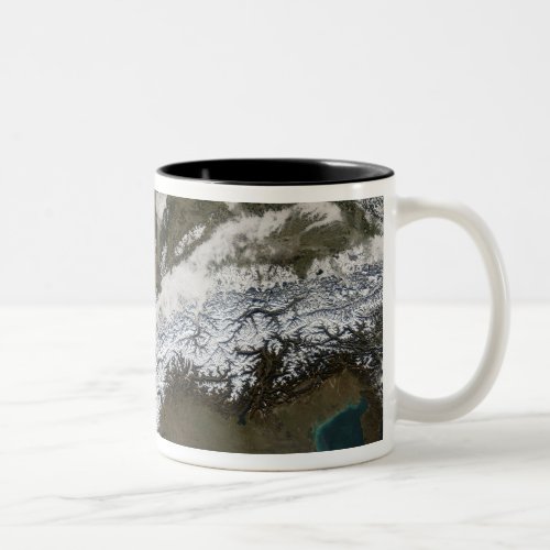 Snow fog and low clouds in western Europe Two_Tone Coffee Mug