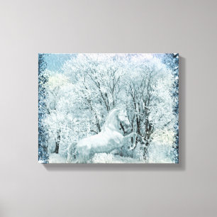 Snow Forest and Horse Canvas Print