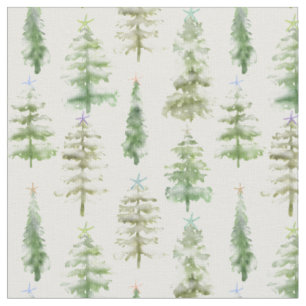 Snow Forest Of Pines Starfish Crowned  Fabric