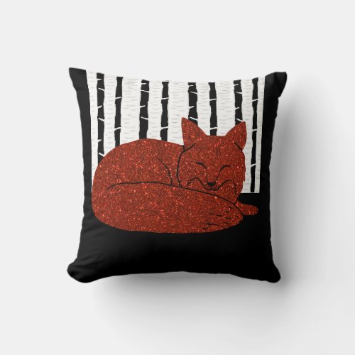 Snow Forest Red Fox Throw Pillow