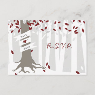 Snow Forest Red Winter Wedding RSVP