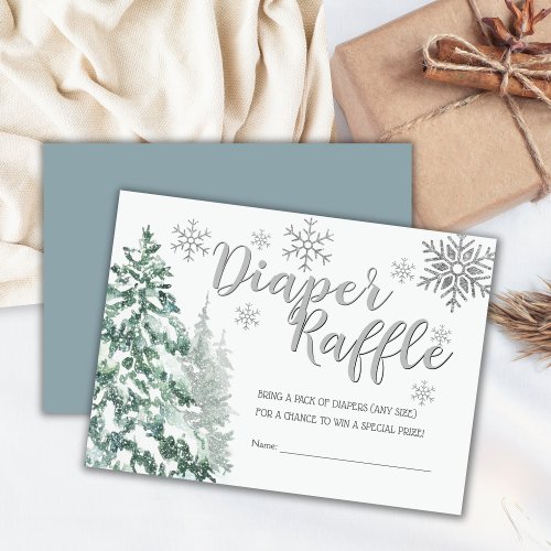Snow Forest Winter Baby Shower Diaper Raffle Enclosure Card
