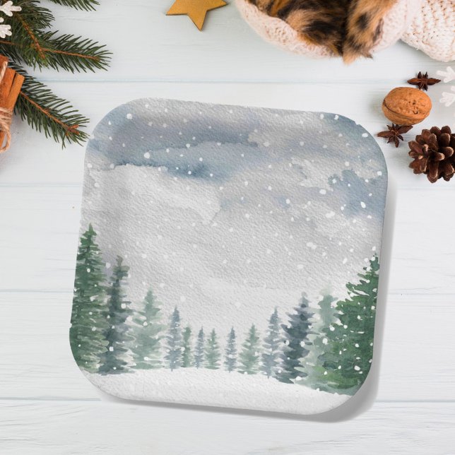 Snow Forest Winter Wonderland Baby Shower Party  Paper Plates (Creator Uploaded)
