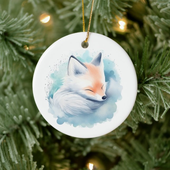 Snow fox ceramic ornament (Tree)