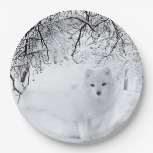 Snow Fox in Winter Woods Paper Plates