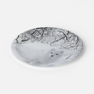 Snow Fox in Winter Woods Paper Plates