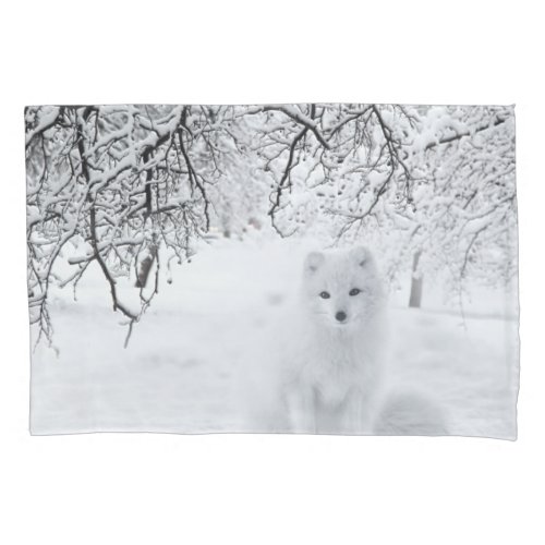 Snow Fox in Winter Woods Pillow Case