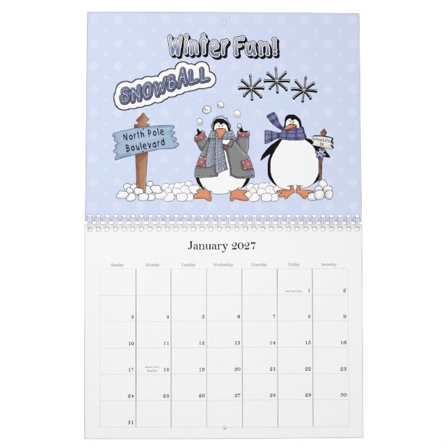 Snow Friends 2012 Calendar (Jan 2027)