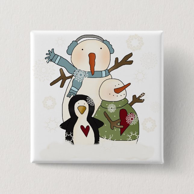 Snow Friends Holiday T-shirts and Gifts Pinback Button (Front)