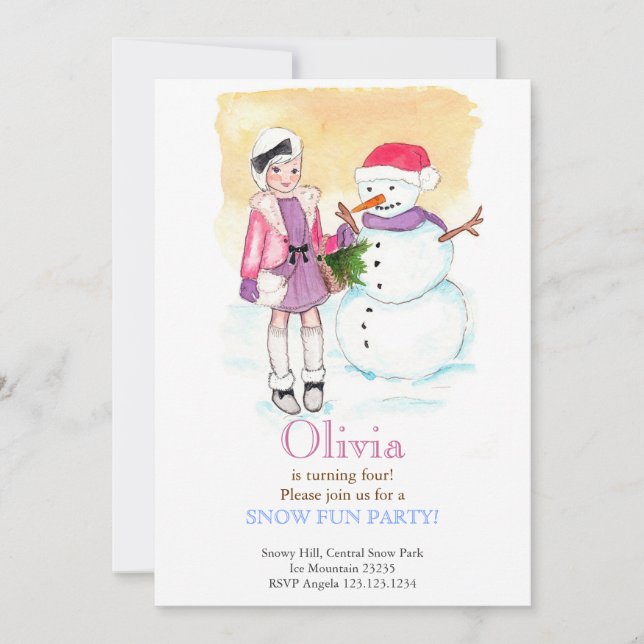 Snow Fun Birthday Party Invitation (Front)